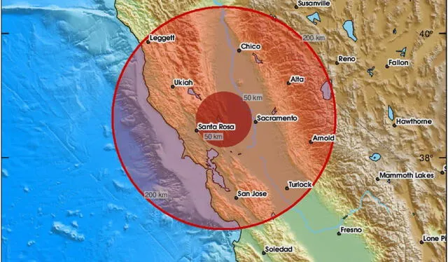 La ciudad de Sacramento, California, ha sido una de las zonas más afectadas por el terremoto .Foto: Potential fel event.   