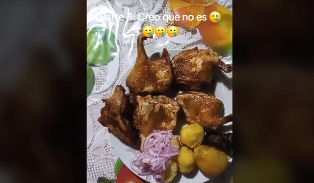 Peruano aseguró que cuy frito estaba rico. Foto: captura de TikTok    