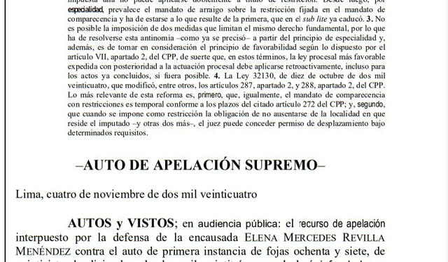 Sala Penal de la Corte Suprema define criterios sobre comparecencia e impedimento de salida del país   