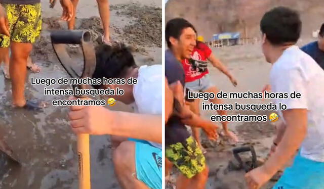 Familia celebró tras encontrar botellas. Foto: TikTok   