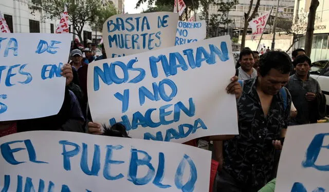 Transportistas y trabajadores de construcción civil exigen medidas efectivas contra la criminalidad. Foto: Miguel Vásquez   