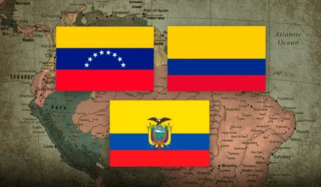  La similitud entre las banderas de Colombia, Venezuela y Ecuador. Foto: Composición LR/Freepik.    