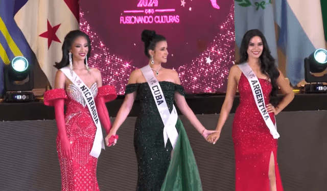 Representantes de Nicaragua, Cuba y Argentina quedaron en el TOP 3 del Miss Latinoamérica 2024. Foto: captura Youtube   