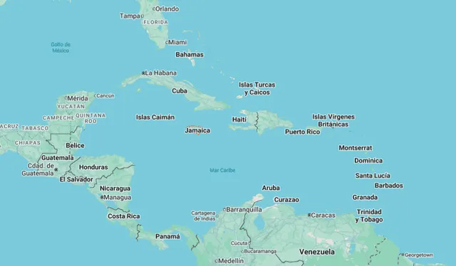 Jamaica es una isla ubicada en el mar Caribe, al sur de Cuba y las Islas Caimán. Fuente: Google Maps   