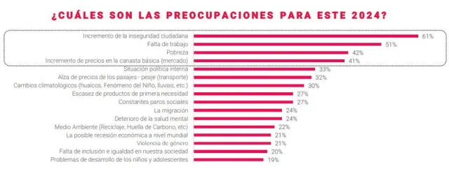 Cuadro de preocupaciones de la población peruana en general. Fuente: OMG   