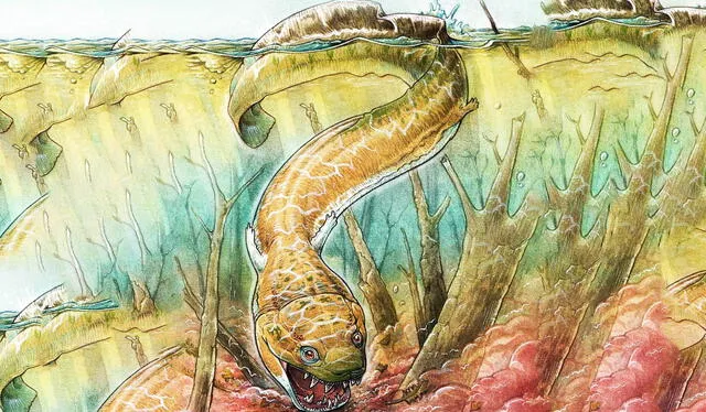  El reptil se destacó por su cráneo gigante y colmillos entrelazados, lo que le permitía succionar y atrapar a sus presas. Foto: Earth.com   