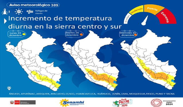  Senamhi emite aviso metereológico. Foto: Senamhi    