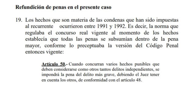 El TC precisa que todos los crímenes del Grupo Colina ocurrieron entre 1991 y 1992 y aplica la refundición de penas   