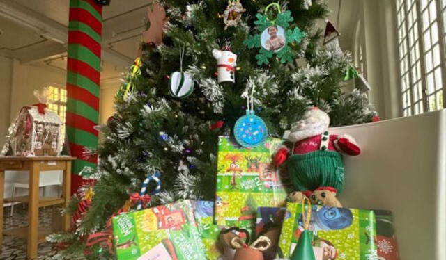  Arbolito y libros. En la mañana del 25 de diciembre, los niños del puericultorio Pérez Araníbar tendrán el libro que quieren leer.    