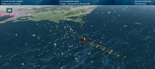  Santa Claus estuvo en Australia,Tasmania, Rusia, Japón y más. Foto: NORAD<br>   