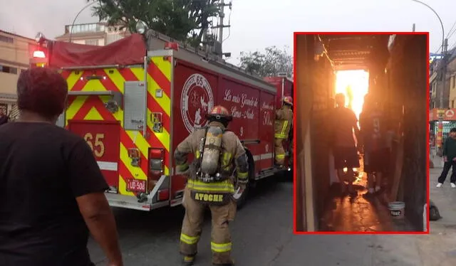 Las llamas fueron reportadas a las 6:18 p.m., y gracias al trabajo de los bomberos, se logró controlar el siniestro evitando daños a casas aledañas. Foto: composición LR/difusión   