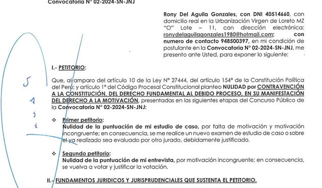 Denuncia presentada por el fiscal de Loreto, Rony del Águila   