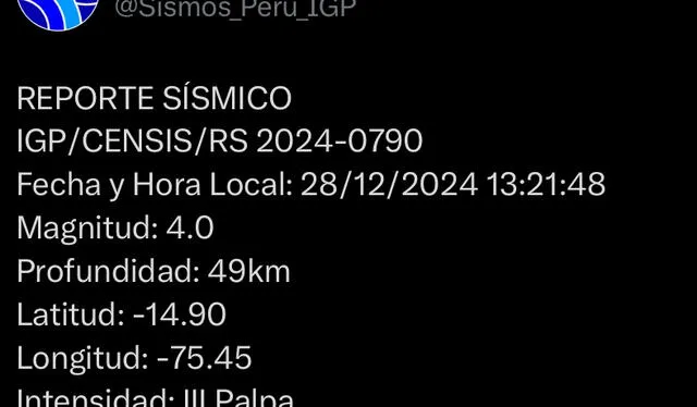 Así registró el sismo el IGP. Foto: IGP   