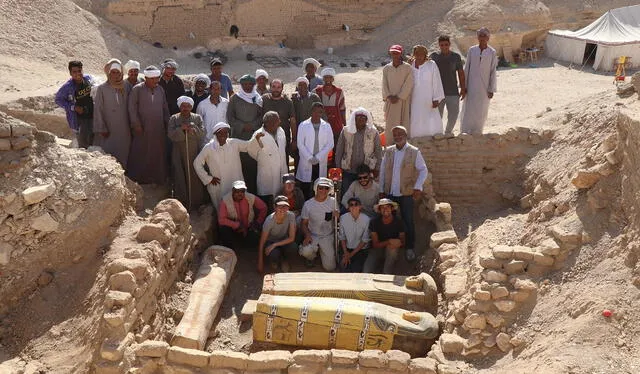  El equipo de Frédéric Colin en Luxor encontró cinco sarcófagos que serán sometidos a análisis. Foto: Université de Strasbourg   