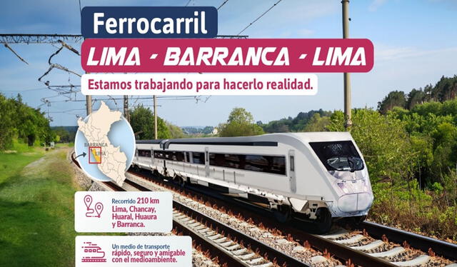 El ferrocarril Lima a Barranca recorrerá 210 km. 