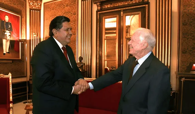  Jimmy Carter no dudó en expresar su admiración por el entonces presidente Alan García en 2009. Foto: Andina<br>    