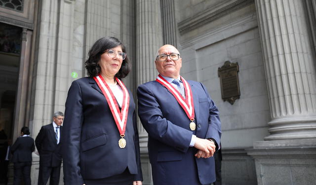 Presidenta del Poder Judicial, Janet Tello y el presidente de la Sala Penal de la Corte Suprema, César San Martín   