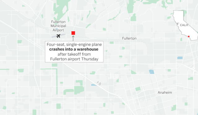 Mapa del accidente aéreo de California. Foto: AFP   