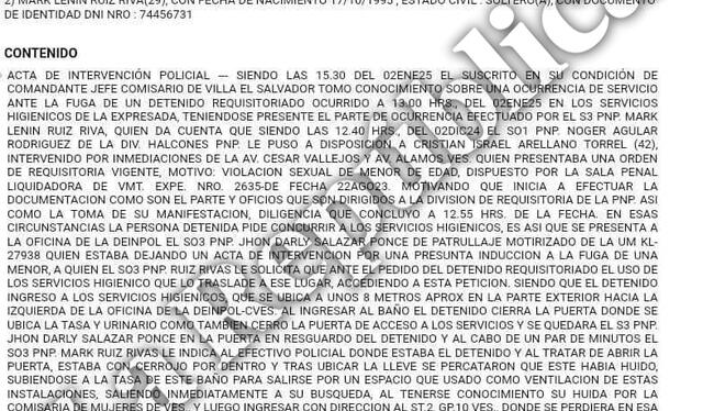 Parte policial da cuenta de la fuga y la detención de dos policías   