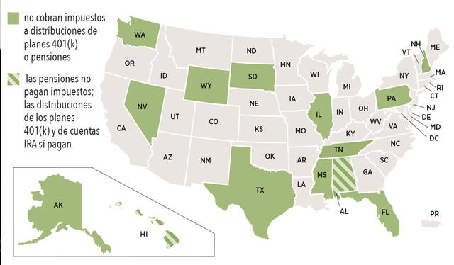  Los estados clave en Estados Unidos donde no pagas impuestos en el Seguro Social. Foto: AARP   