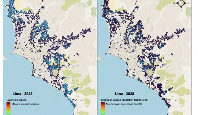  Mapa de calor para las zonas de expansión futuras de Lima, 2028. Foto: Informe de Ministerio de Vivienda   