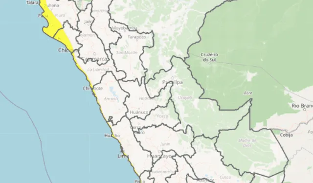  Alerta amarilla en regiones de Perú por incremento del vientos. Foto: Senamhi   