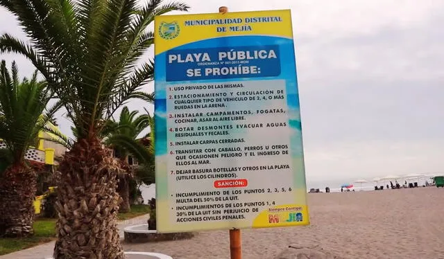  Reglamentos para ingresar a la playa. Foto: Rinaldy Riega   