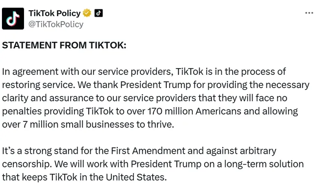 Anuncio oficial de TikTok 