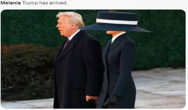  El peculiar sombrero de la primera dama, Melania Trump, desató una larga fila de memes en las redes sociales. Foto: X   