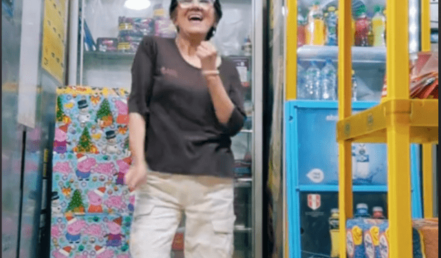  Teresa, administradora de una tienda en el Callao, se ha convertido en una sensación en TikTok gracias a sus enérgicos bailes. Ella transmite alegría y vitalidad a sus seguidores y comparte un mensaje lleno de optimismo. Foto: TikTok   