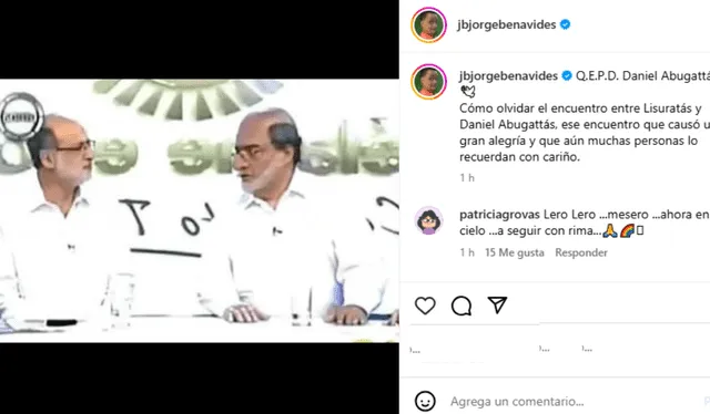 JB publicó un sentido mensaje. Foto: Instagram/jbjorgebenavides   