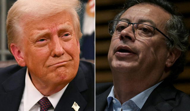  En la imagen aparecen Donald Trump, presidente de Estados Unidos (Izq.) y Gustavo Petro, presidente de Colombia (Der.). Foto: Composición: ABC.<br><br>    