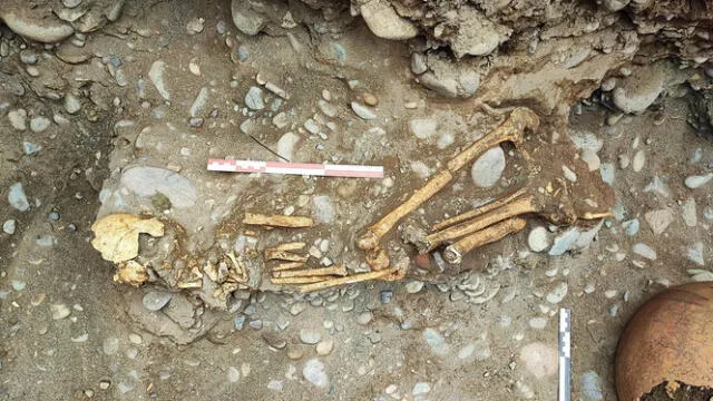  Los restos óseos de un niño y un adulto formaban parte de un cementerio prehispánico.   