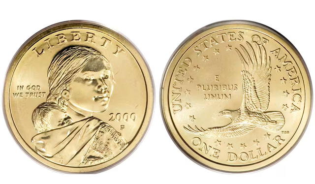  Su error de acuñación y la escasez de ejemplares de la moneda Sacagawea en buen estado la convierten en un objeto de gran interés para los coleccionistas. Foto: EBay   