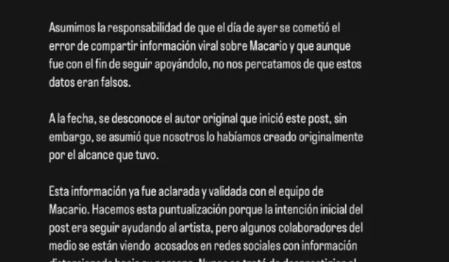 Indie 505 publicó, a través de su cuenta de Instagram, las disculpas por la difusión de la historia del supuesto 'préstamo' de un excompañero de trabajo a Macario Martinez. Foto: Instagram Indie 505 publicó, a través de su cuenta de Instagram, las disculpas por la difusión de la historia del supuesto 'préstamo' de un excompañero de trabajo a Macario Martinez. Foto: Instagram