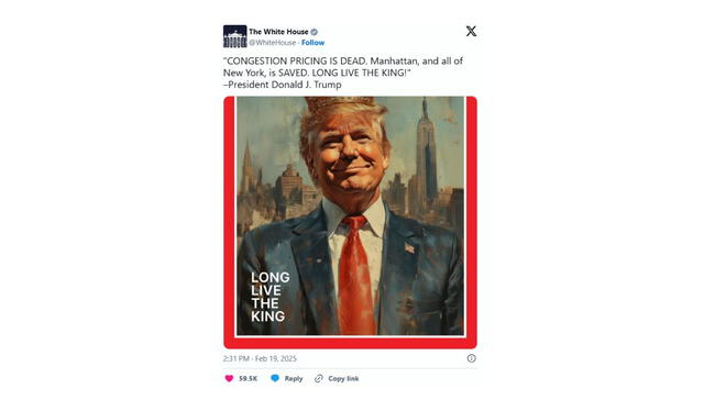 La Casa Blanca compartiò una imagen falsa de la revista Time sobre Donald Trump. Foto: Cuenta X de la Casa Blanca La Casa Blanca compartiò una imagen falsa de la revista Time sobre Donald Trump. Foto: Cuenta X de la Casa Blanca
