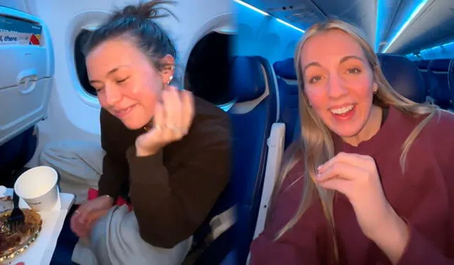  Dos jóvenes disfrutan de un vuelo exclusivo con Southwest Airlines, las únicas pasajeras a bordo. Foto: composición LR/ TikTok / @nataliewolfley   