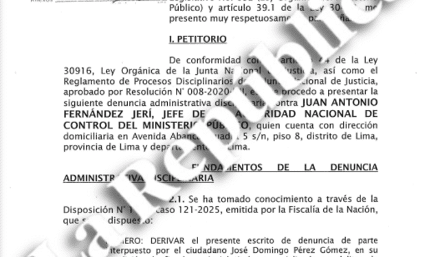 Denuncia contra el jefe de la ANC del Ministerio Público, Juan Fernández Jerí. Denuncia contra el jefe de la ANC del Ministerio Público, Juan Fernández Jerí.