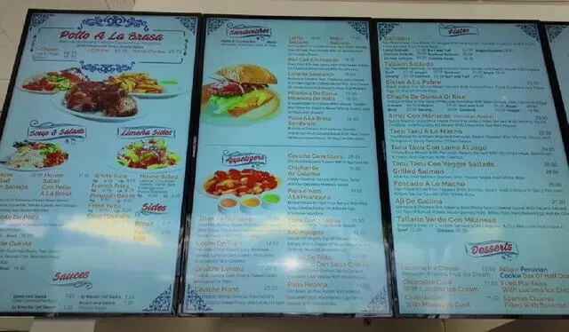La variedad de platos que ofrece Limeña Restaurant en California, Estados Unidos. Foto: YouTube La variedad de platos que ofrece Limeña Restaurant en California, Estados Unidos. Foto: YouTube