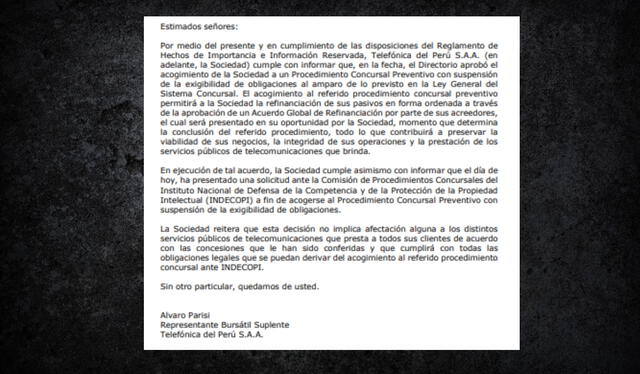 Telefónica elevó hecho de importancia ante la SMV. Telefónica elevó hecho de importancia ante la SMV.