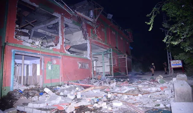 Edificio dañado por ataque con misiles indios en la capital de Cachemira. Foto: AlertaNews 24. Edificio dañado por ataque con misiles indios en la capital de Cachemira. Foto: AlertaNews 24.