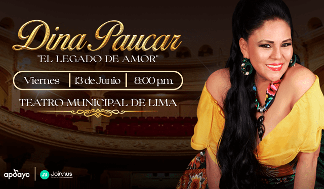 Dina Páucar celebrará la previa de su cumpleaños en el Teatro Municipal de Lima. Foto: difusión. 
