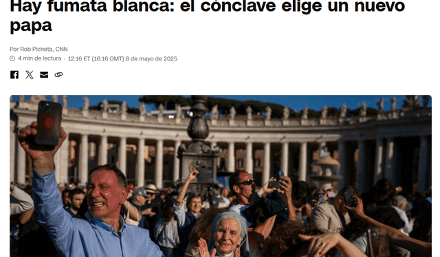 Los medios internacionales informaron la elección del nuevo líder de la iglesia católica. Foto: CNN Los medios internacionales informaron la elección del nuevo líder de la iglesia católica. Foto: CNN