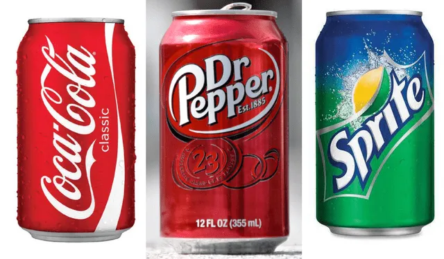  La batalla por el liderazgo en el sector de las bebidas carbonatadas ha cambiado drásticamente. Foto: composición LR/ Dr Pepper, Sprite y Coca Cola   