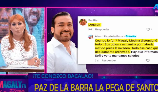 Álvaro Paz de la Barra asegura que Magaly Medina lo odia. Foto: captura/ATV Álvaro Paz de la Barra asegura que Magaly Medina lo odia. Foto: captura/ATV