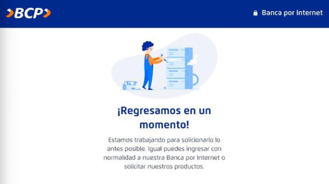 Mensaje de alerta al ingresar a la web del BCP. Foto: captura Mensaje de alerta al ingresar a la web del BCP. Foto: captura