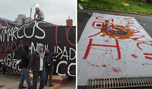  Toma de San Marcos. Foto de las protestas del 2024 (izq)/ X (vía: DianaRosalvina)   