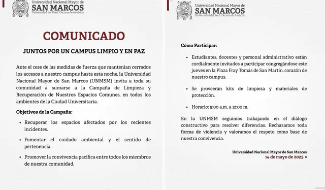  Comunicado oficial UNMSM   