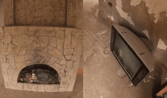 Se encontraron, entre otras cosas, una chimenea antigua y electrodomésticos como televisores. Foto: Composición LR/ YouTube Se encontraron, entre otras cosas, una chimenea antigua y electrodomésticos como televisores. Foto: Composición LR/ YouTube