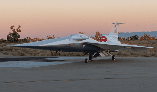 El X-59 se construyó para demostrar la capacidad de volar a velocidades supersónicas. Foto: NASA El X-59 se construyó para demostrar la capacidad de volar a velocidades supersónicas. Foto: NASA